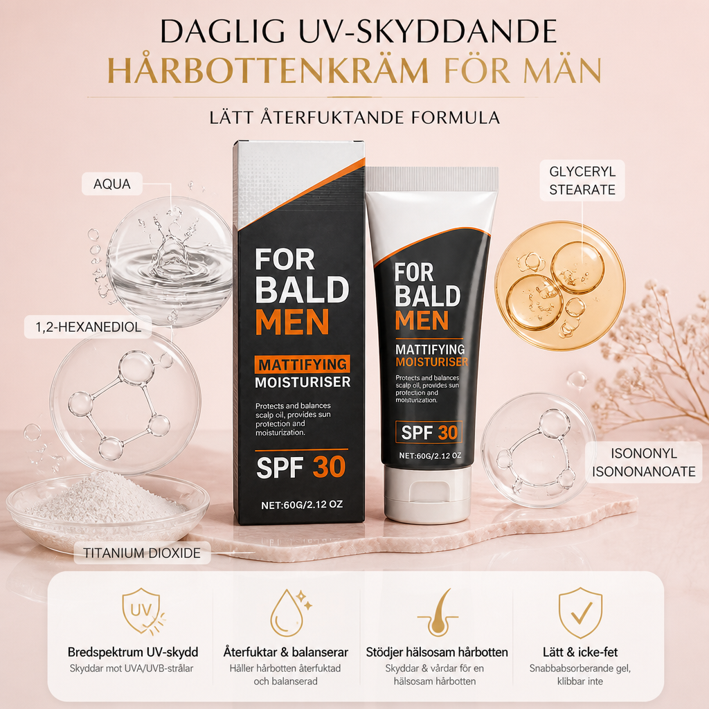 Daglig UV-skyddande hårbottenkräm för män – Lätt återfuktande formula
