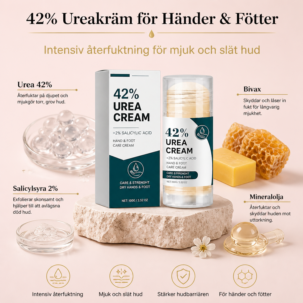 42 % ureakräm för händer och fötter – intensiv återfuktning för mjuk och slät hud