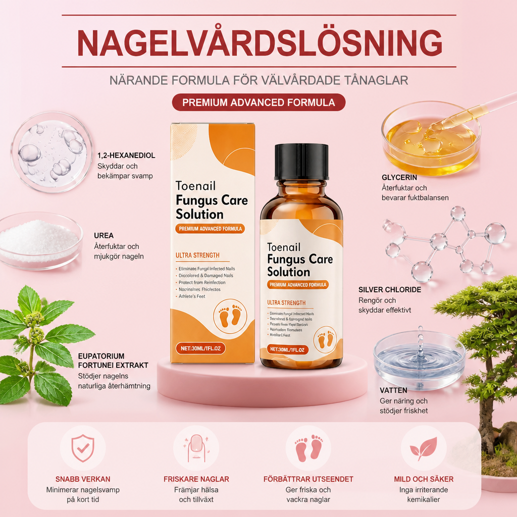 Nagelvårdslösning – närande formula för välvårdade tånaglar