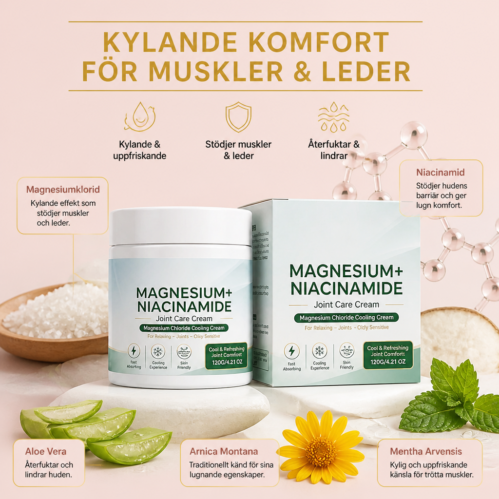 Magnesium & niacinamid kylande kräm – Daglig komfort för muskler och leder