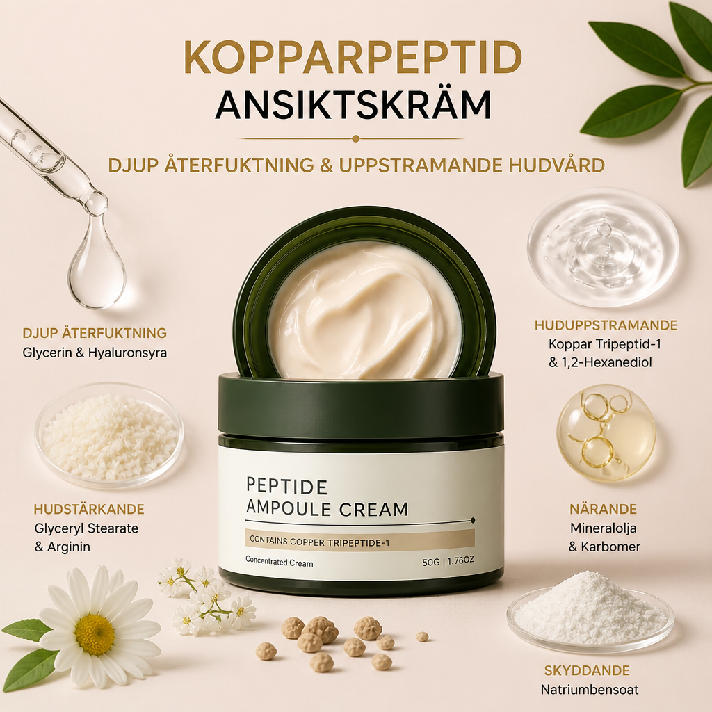 Kopparpeptid Ansiktskräm – Djup Återfuktning & Uppstramande Hudvård