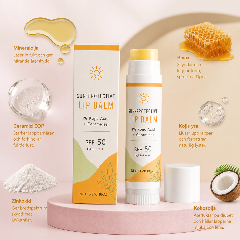 Mineral Läppbalsam Med SPF-Vård – Återfuktande Formula För Mjuka, Släta Läppar