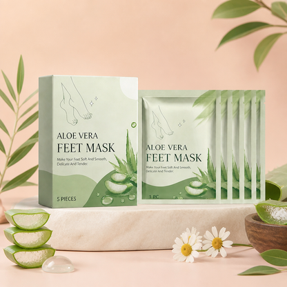 Aloe Vera fotskalningsmask för återfuktning och mjuka, släta fötter