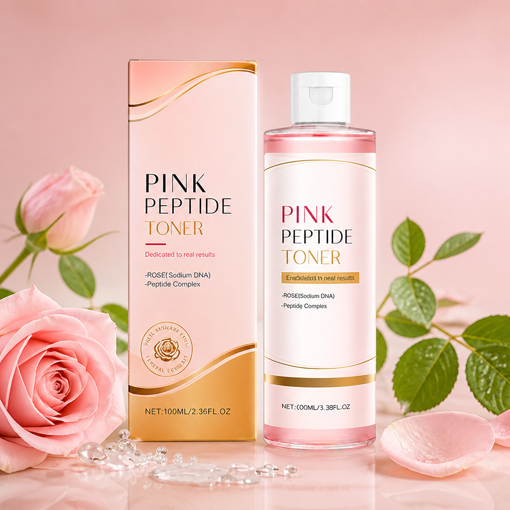 Rosa Peptid Ansiktsvatten För Slät, Återfuktad och Strålande Hud