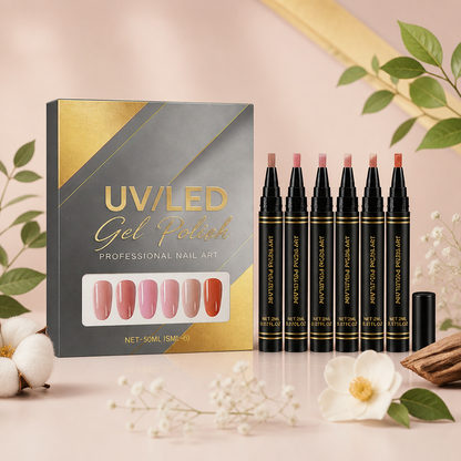 UV/LED Gelnagellacksset – mjuka nude-nyanser för eleganta nagellooker