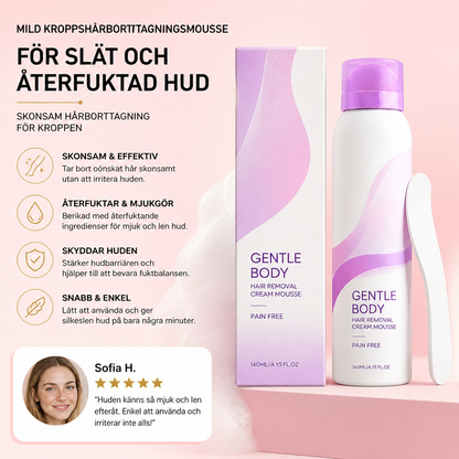 Mild kroppshårborttagningsmousse för slät och återfuktad hud