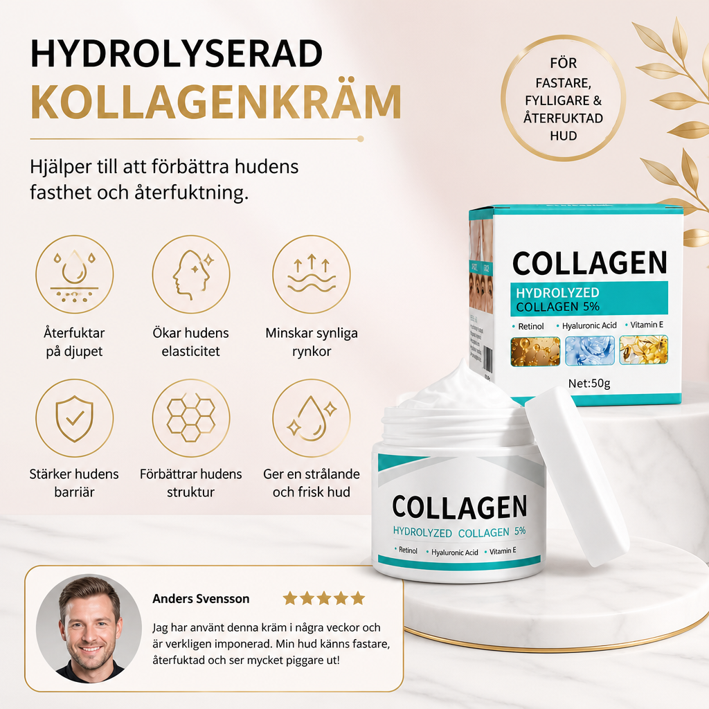 Hydrolyserad kollagenkräm – Hjälper till att förbättra hudens fasthet och återfuktning