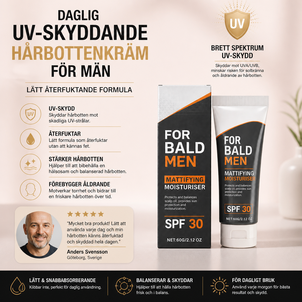 Daglig UV-skyddande hårbottenkräm för män – Lätt återfuktande formula