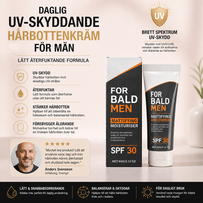 Daglig UV-skyddande hårbottenkräm för män – Lätt återfuktande formula