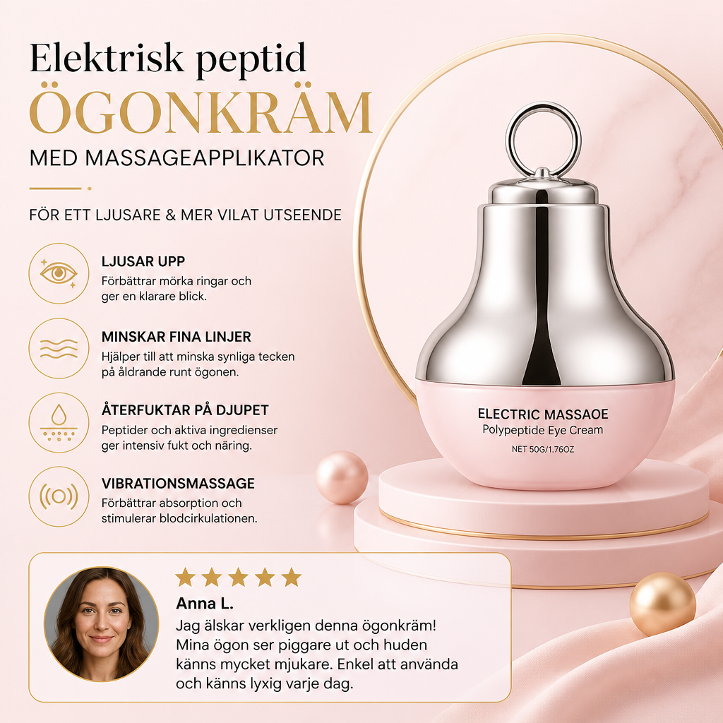 Elektrisk peptidögonkräm med massageapplikator för ljusare ögonutseende