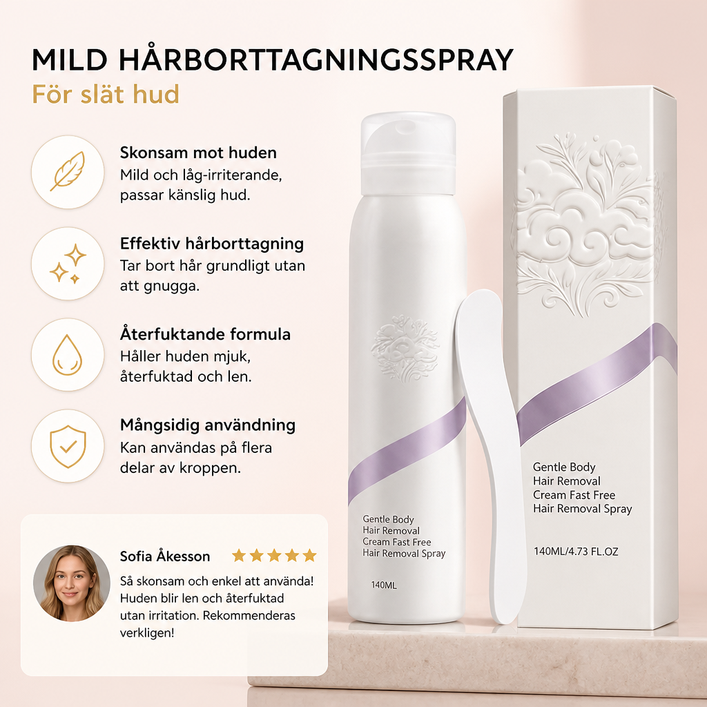 Mild hårborttagningsspray med kalciumtioglykolat för slät hud