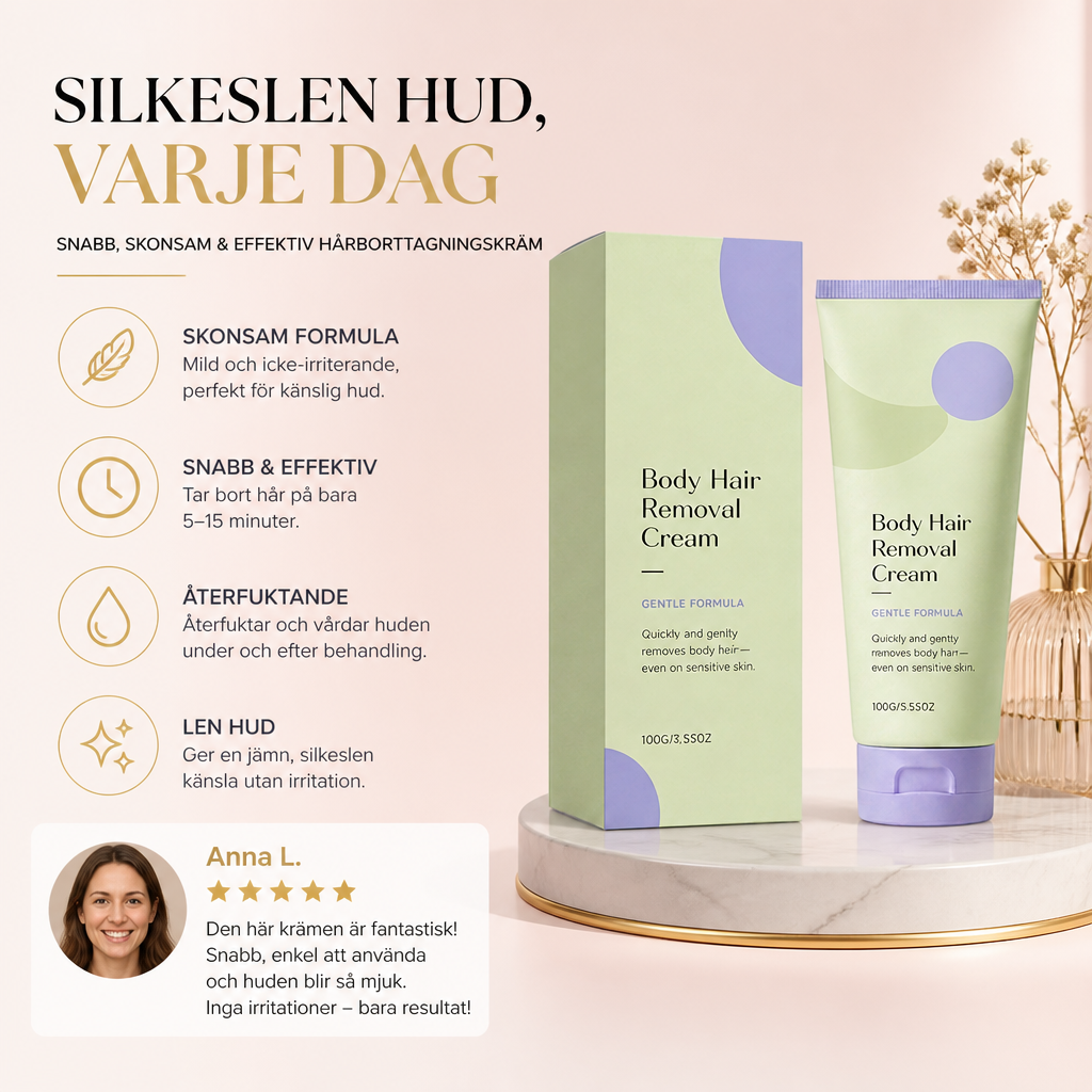Slät hud Hårborttagningskräm med återfuktande vårdande formula