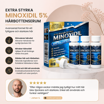 Minoxidil 5 % hårbottenserum – Lätt formula för ett fylligare hårutseende och vård