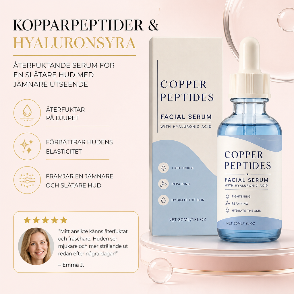 Kopparpeptider och hyaluronsyra – Återfuktande serum för en slätare hud med jämnare utseende