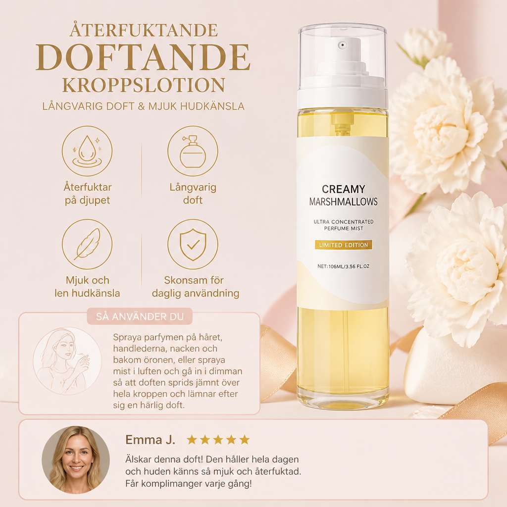 Återfuktande doftande kroppslotion – långvarig doft och mjuk hudkänsla