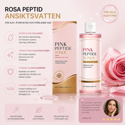 Rosa Peptid Ansiktsvatten För Slät, Återfuktad och Strålande Hud