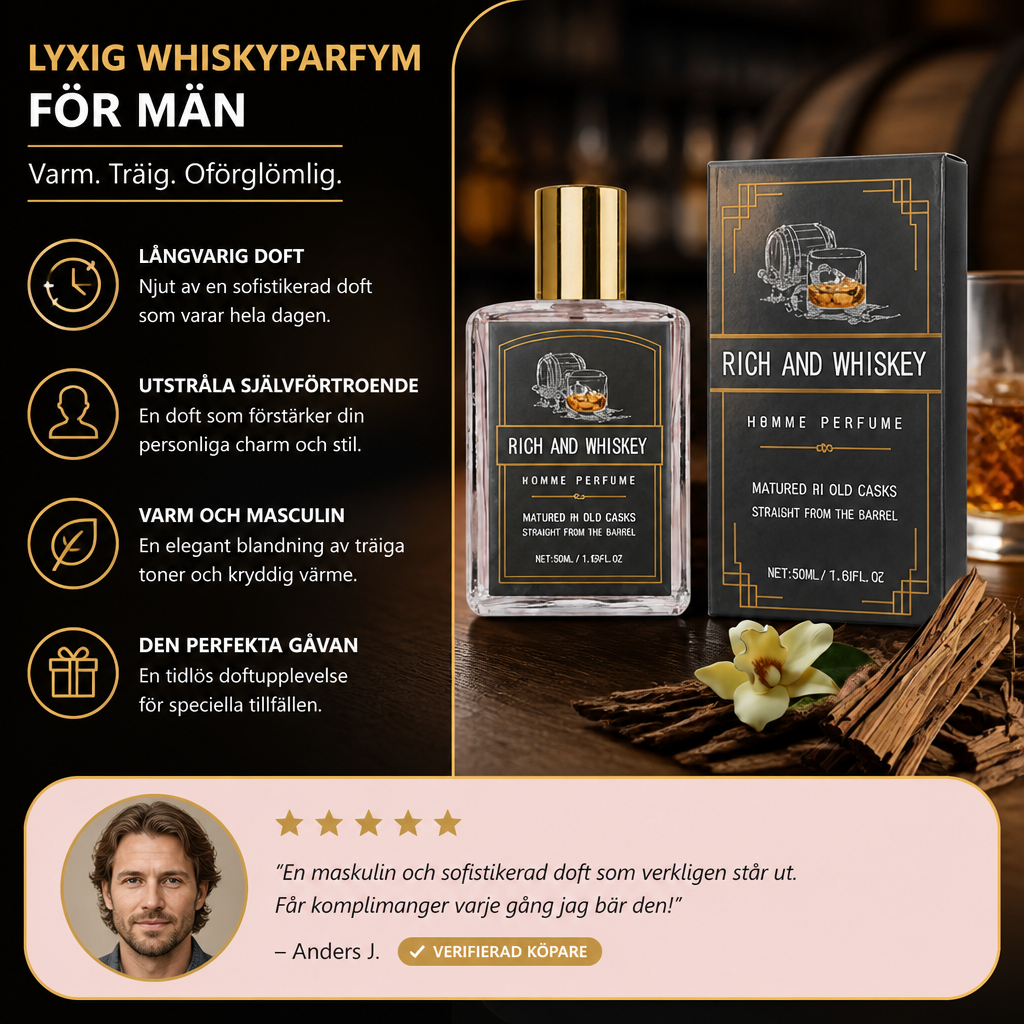 Lyxig whiskyparfym för män – varm träig doft med långvarig elegans
