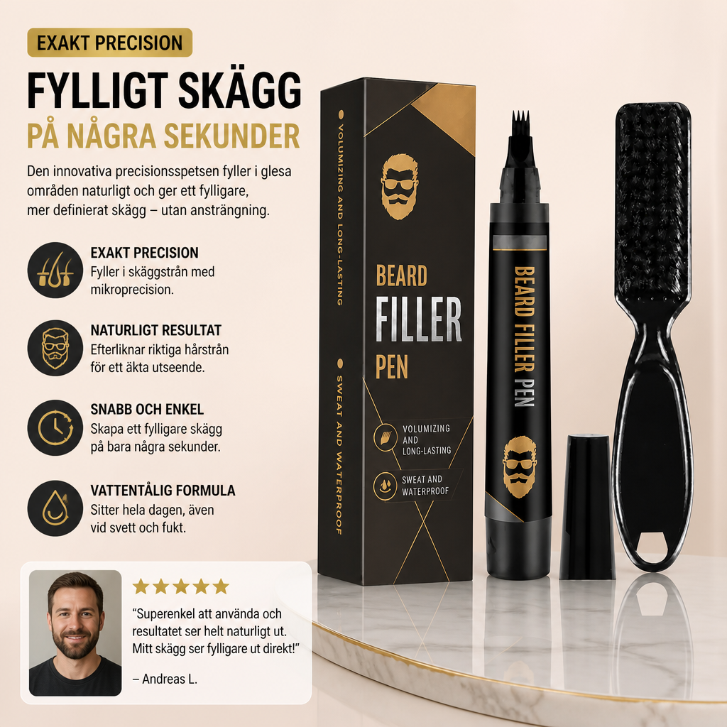 Precisionspenna för skäggfyllnad – Naturlig täckning för fylligare skäggstil