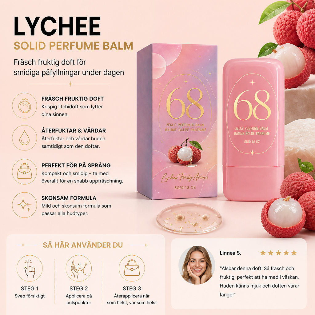 Lychee Solid Perfume Balm – Fräsch fruktig doft för smidiga påfyllningar under dagen