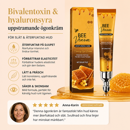 Bivalentoxin & hyaluronsyra uppstramande ögonkräm för slät och återfuktad hud