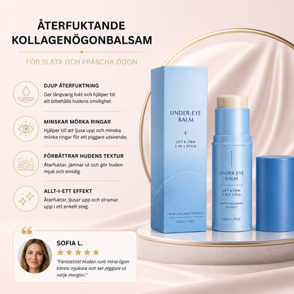 Återfuktande kollagenögonbalsam i stickformat för släta och fräscha ögon