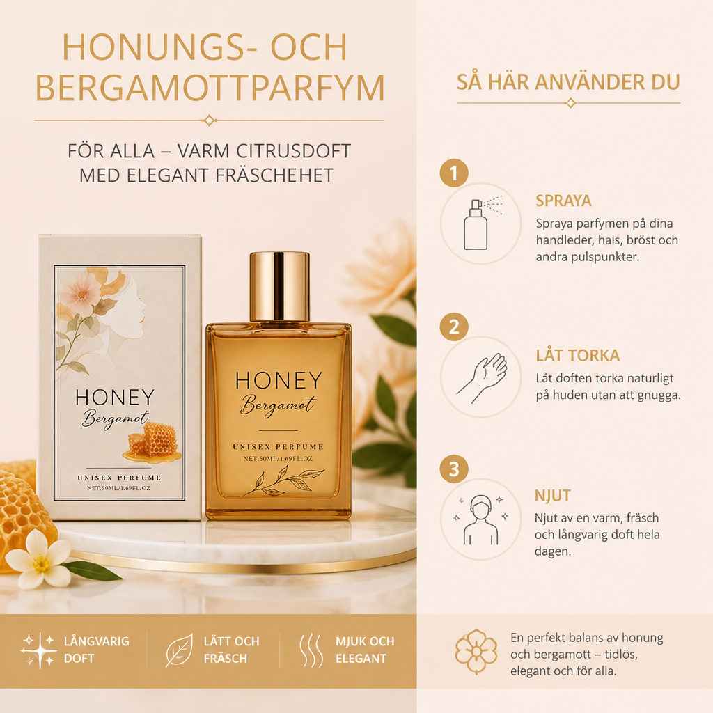 Honungs- och bergamottparfym för alla – varm citrusdoft med elegant fräschhet