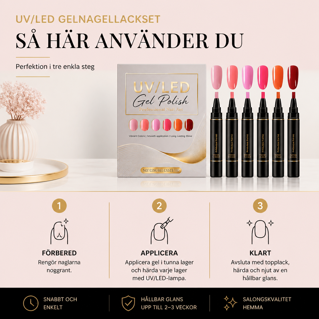 UV/LED Gelnagellacksset – Glansiga Färger För Kreativa Nagellooker