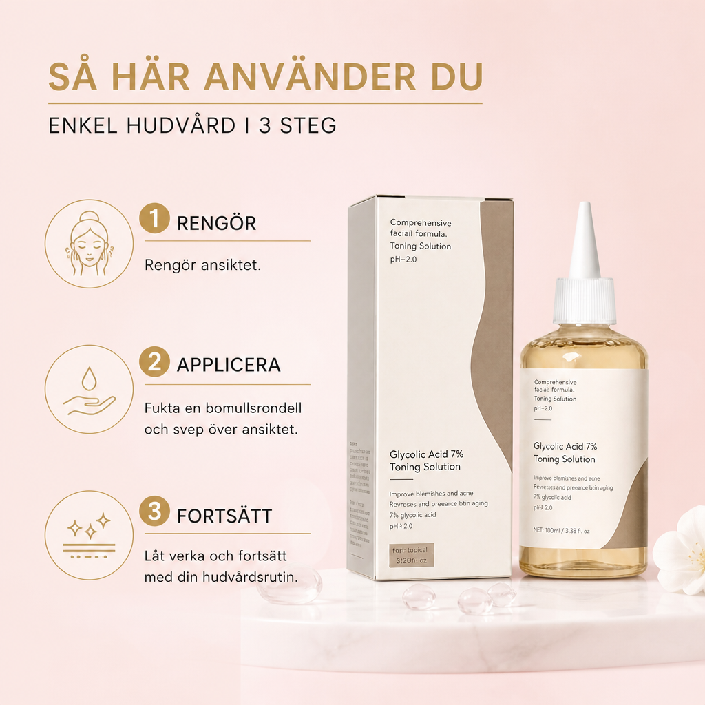 Glykolsyra Ansiktsvatten – Jämnar Ut, Ger Lyster och Återfuktar Huden