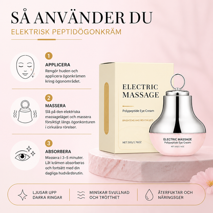Elektrisk peptidögonkräm med massageapplikator för ljusare ögonutseende
