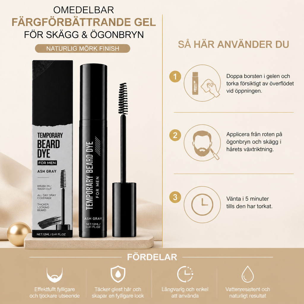 Omedelbar Färgförbättrande Gel För Skägg & Ögonbryn – Naturlig Mörk Finish