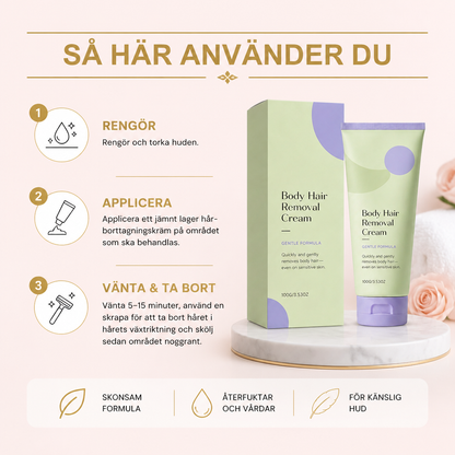 Slät hud Hårborttagningskräm med återfuktande vårdande formula