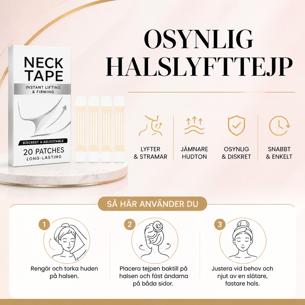 Osynlig halslyfttejp – Uppstramande självhäftande remsor för en slät halslinje
