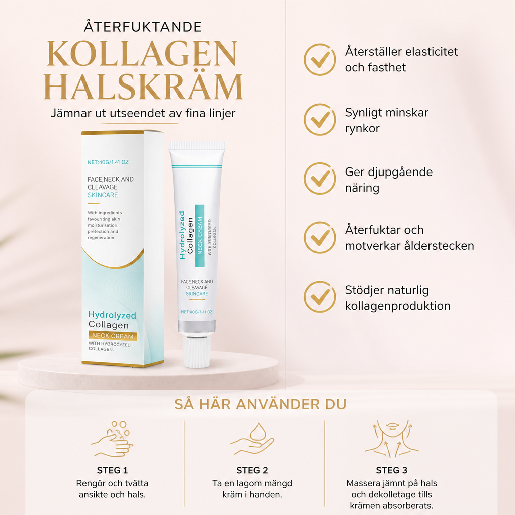 Återfuktande kollagenhalskräm – Jämnar ut utseendet av fina linjer
