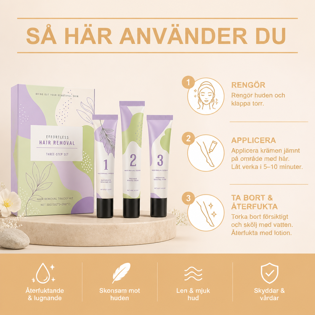 Återfuktande hårborttagningskrämset – Slät hudvård med lugnande formula