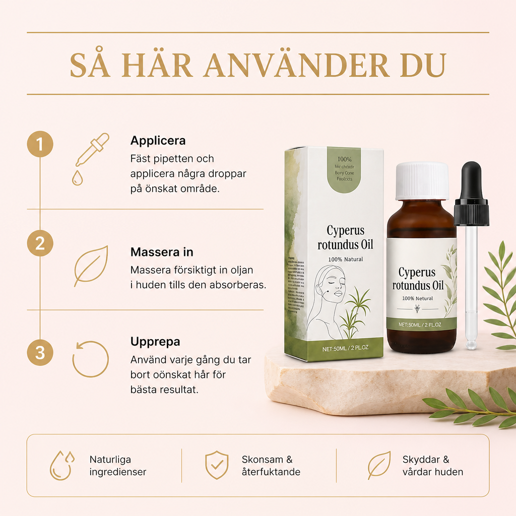 Cyperus Rotundus-olja – Naturligt baserad formula för slät hudvård