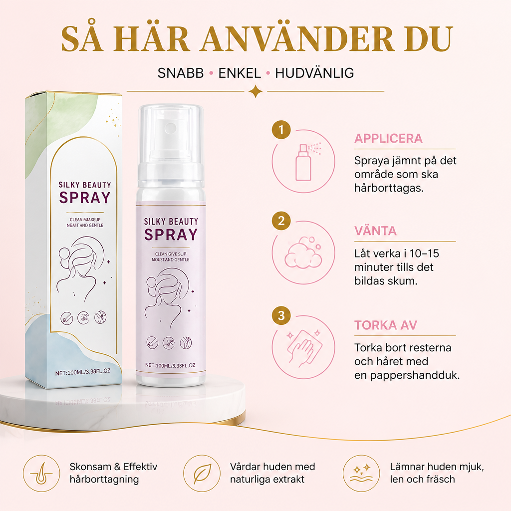 Skonsam hårborttagningsspray med aloe vera för slät hud