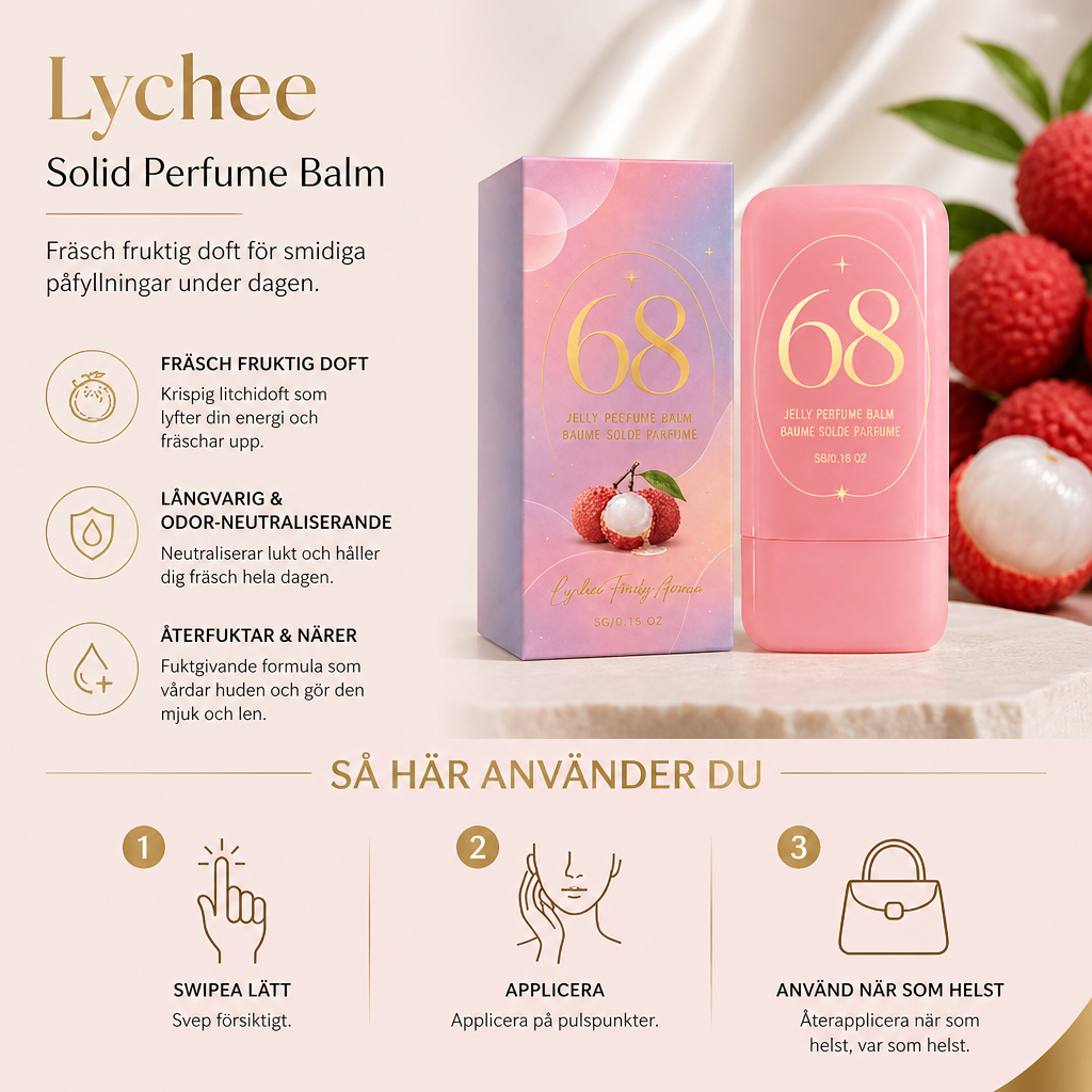 Lychee Solid Perfume Balm – Fräsch fruktig doft för smidiga påfyllningar under dagen