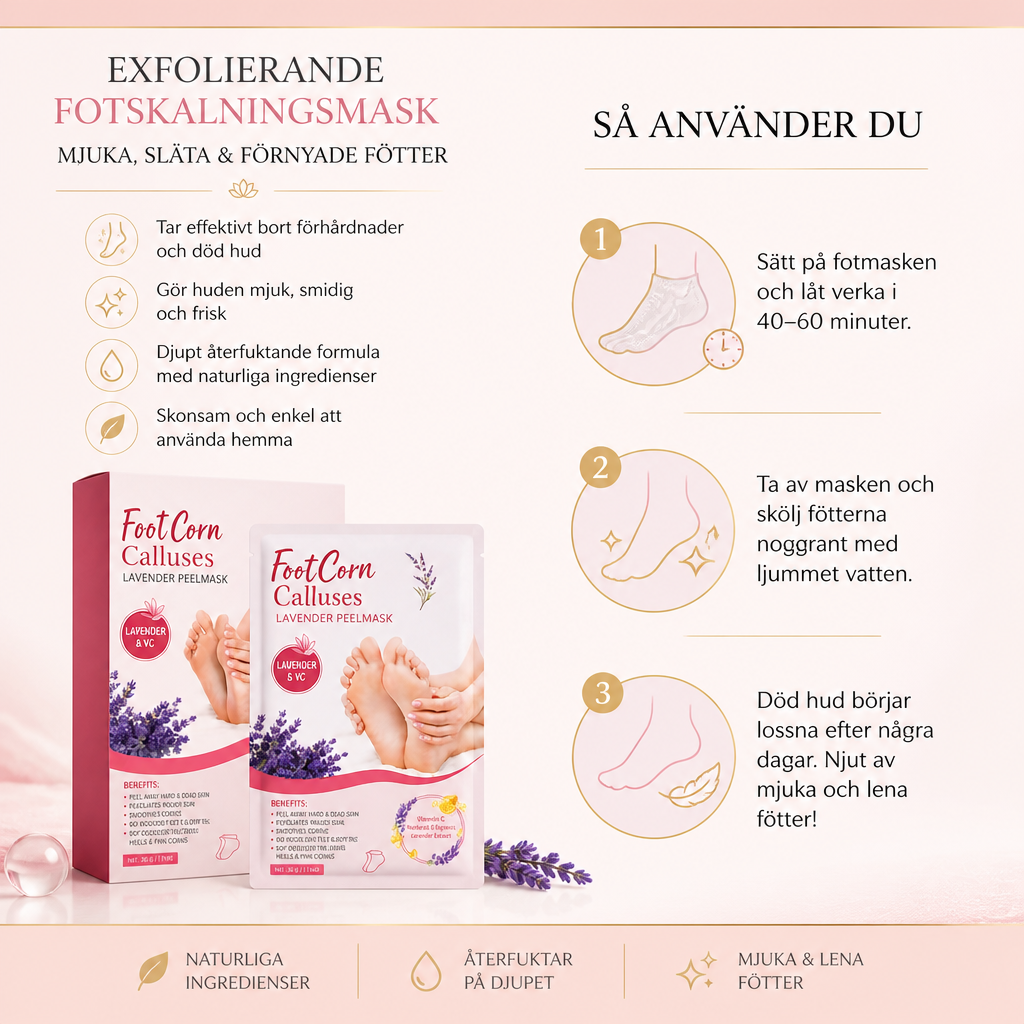 Exfolierande fotskalningsmask – mjuka, släta och förnyade fötter