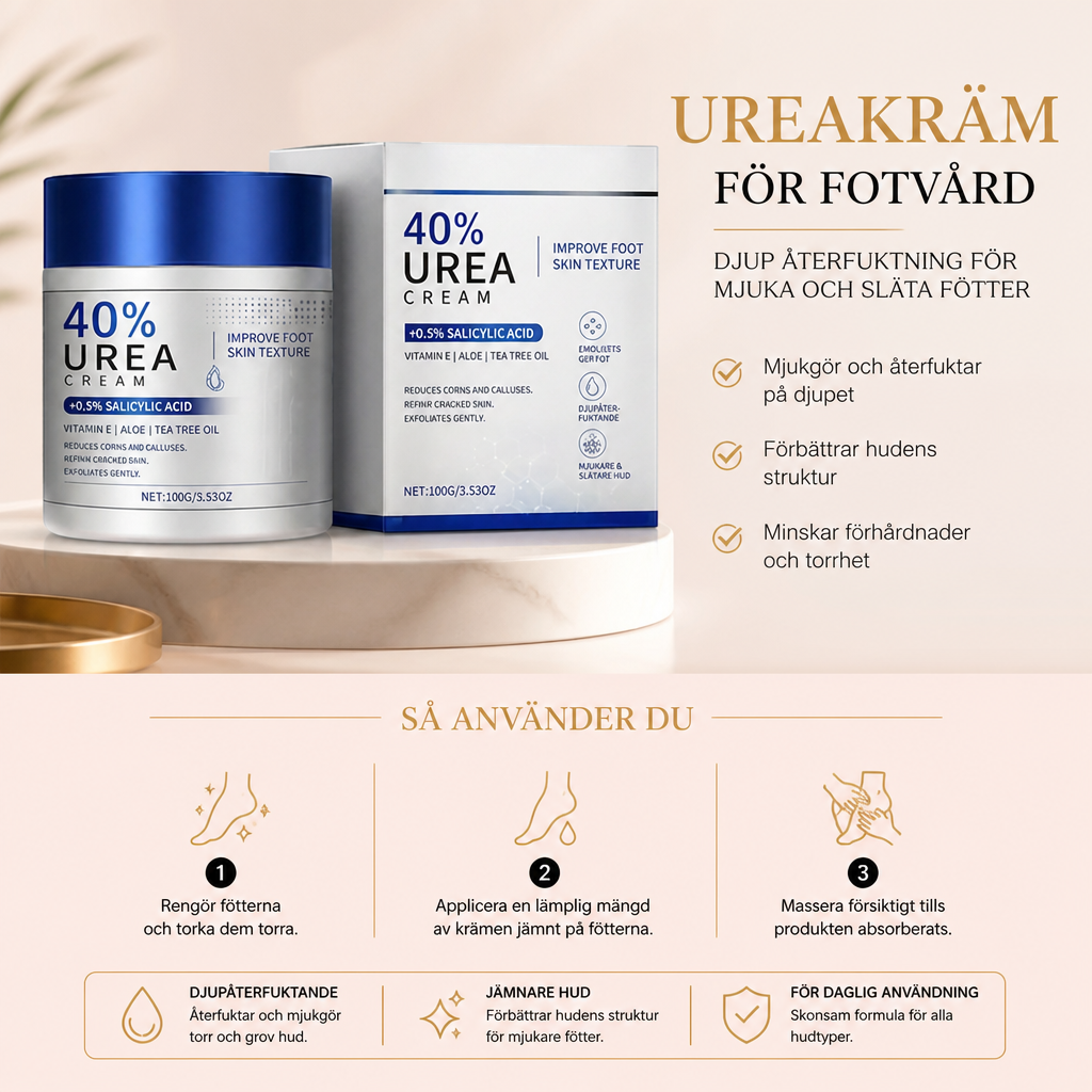 Ureakräm för fotvård – Djup återfuktning för mjuka och släta fötter