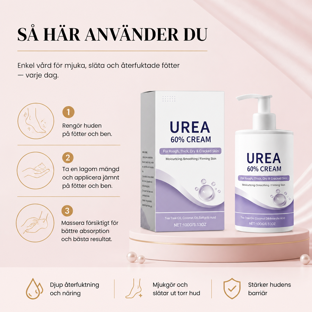 Ureakräm för fötter – djup återfuktning för mjuk och slät torr hud