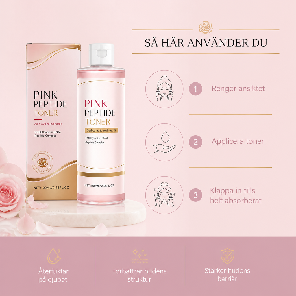 Rosa Peptid Ansiktsvatten För Slät, Återfuktad och Strålande Hud