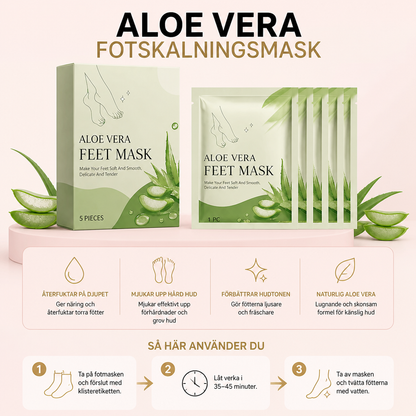 Aloe Vera fotskalningsmask för återfuktning och mjuka, släta fötter