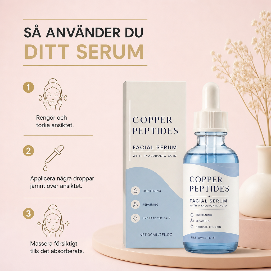 Kopparpeptider och hyaluronsyra – Återfuktande serum för en slätare hud med jämnare utseende