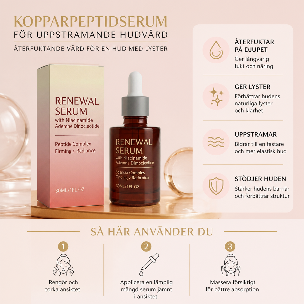 Kopparpeptidserum För Uppstramande Hudvård – Återfuktande Vård För En Hud Med Lyster