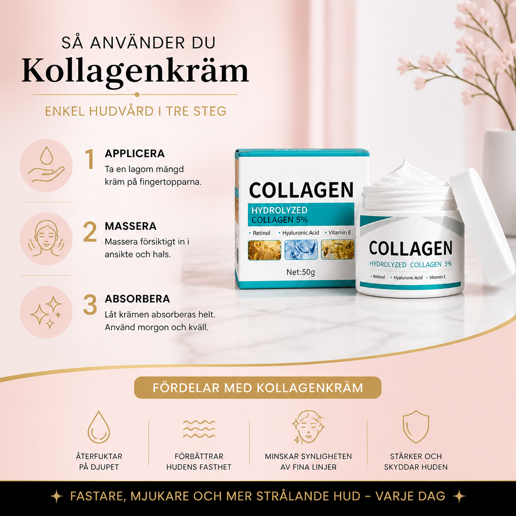 Hydrolyserad kollagenkräm – Hjälper till att förbättra hudens fasthet och återfuktning