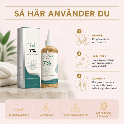 Återfuktande Glykolsyra Ansiktsvatten För Slät och Uppfriskad Hud