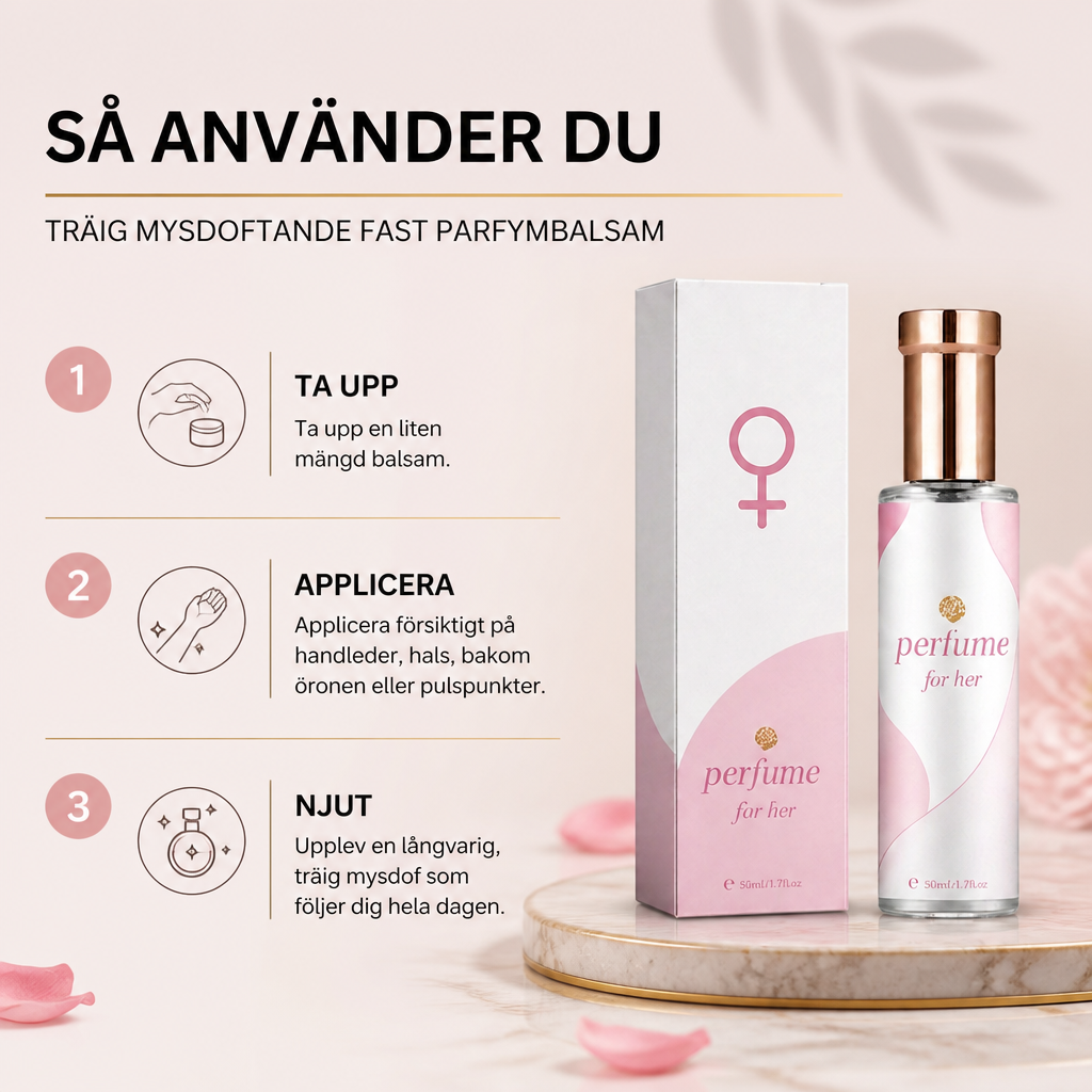 Träig myskdoftande fast parfymbalsam – långvarig parfym i fickformat