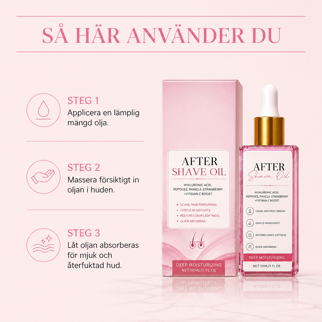 Närande olja efter hårborttagning för slät och mjuk hud