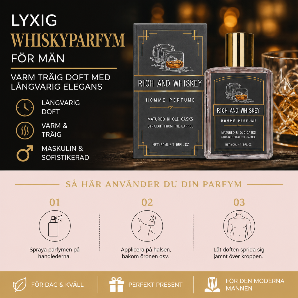 Lyxig whiskyparfym för män – varm träig doft med långvarig elegans