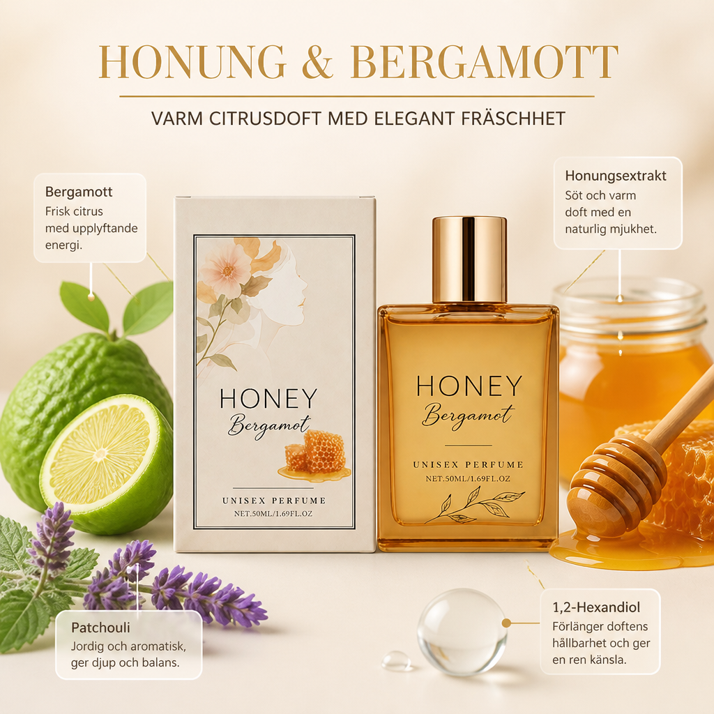 Honungs- och bergamottparfym för alla – varm citrusdoft med elegant fräschhet